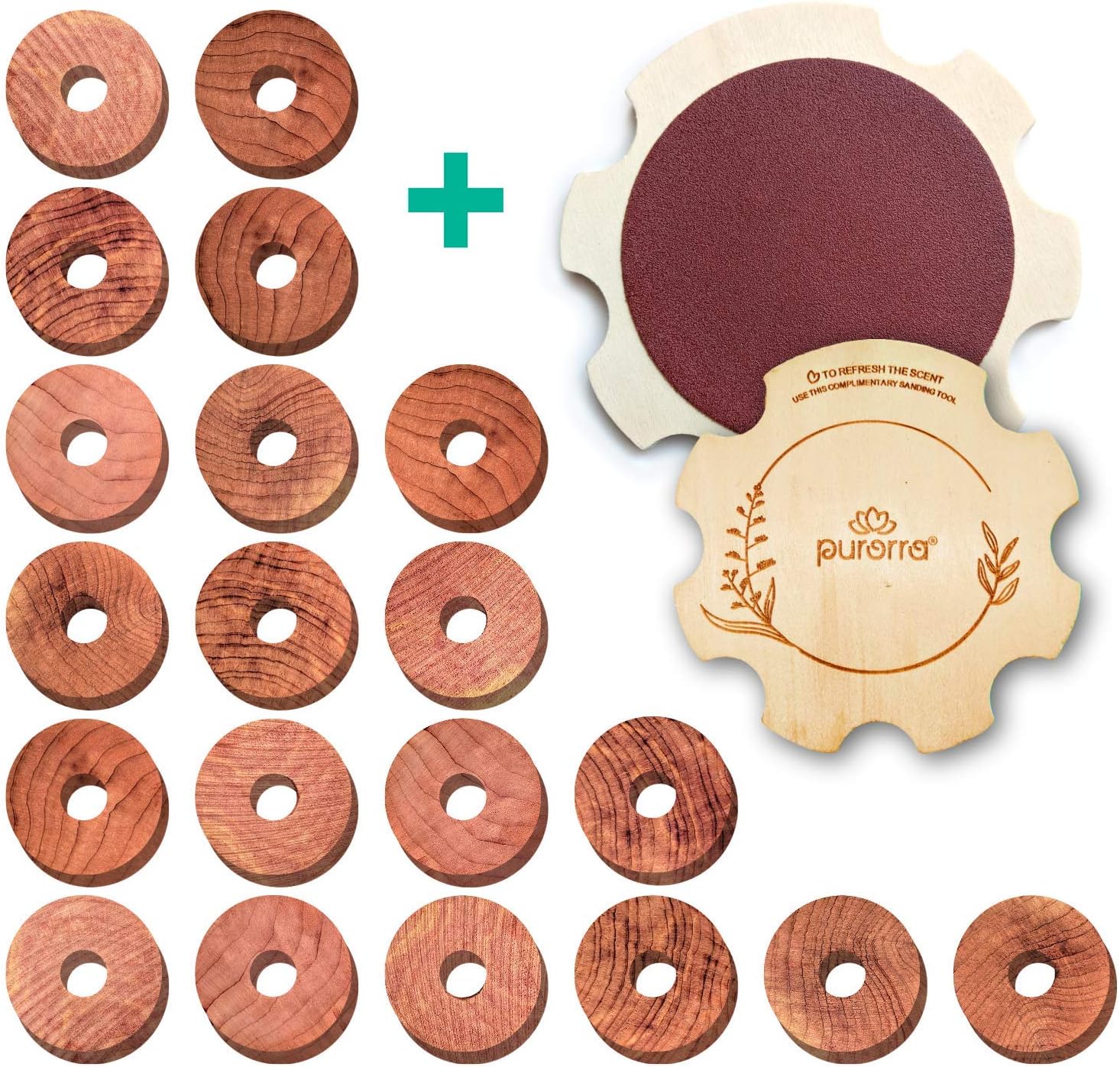 PURORRA Cedar Wood Rings Family Value Pack of 20