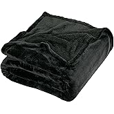 ROYALE LINENS Fleece Blanket Twin Size - Fleece Bed Blankets - All Season Warm Lightweight Super Soft Anti Static Twin Blankets - Black Blanket for Couch - Hotel Quality (60x80 Inches, Black)