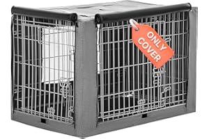 PETSFIT Dog Crate Cover for Wire Dog Crate(108L x 71W x 76H cm), Single Door/Double Doors, Mesh Window, Flap On The Top and B