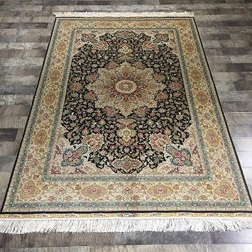 Amazon De Irugs 4 X6 Orange Orientalische Seide Teppiche Blau