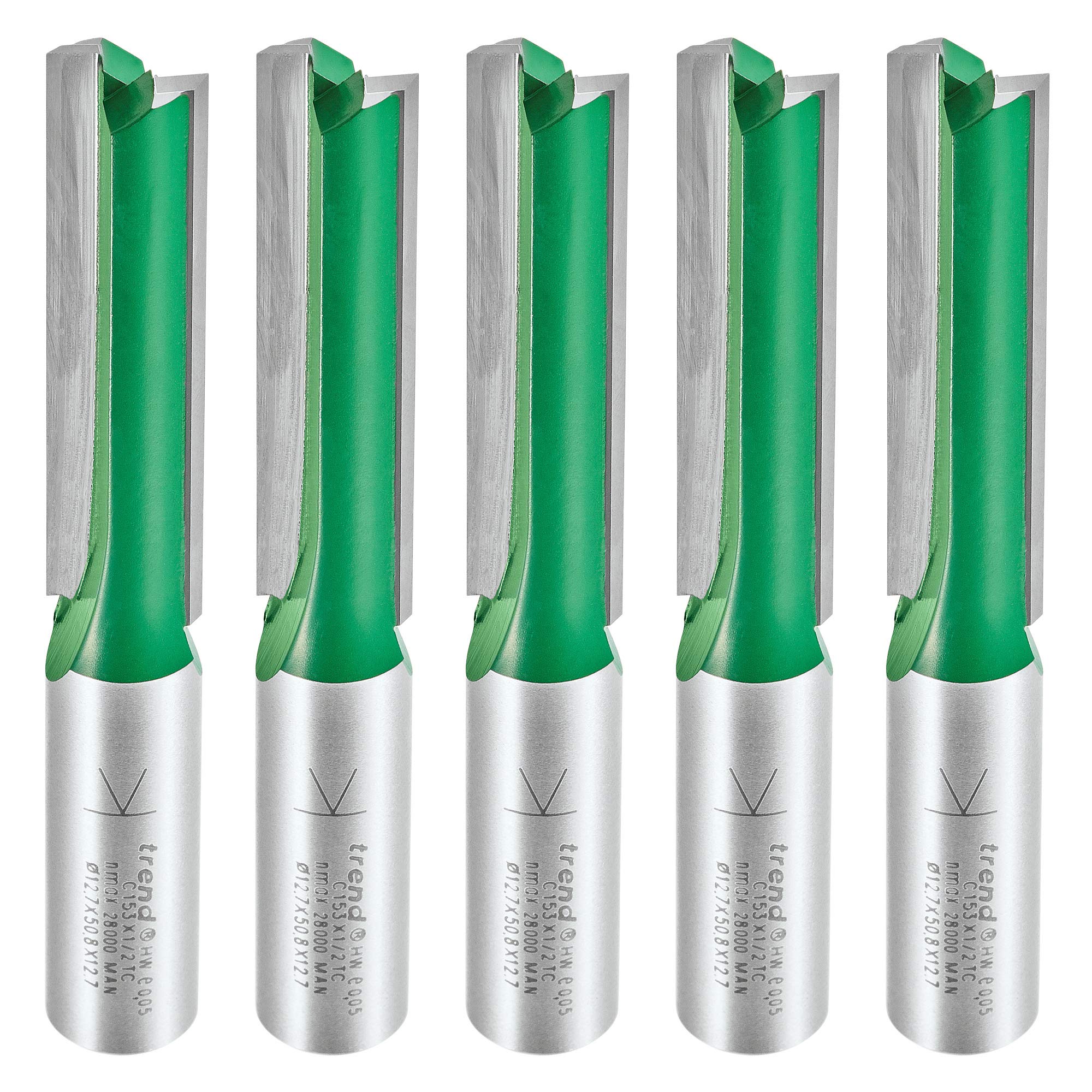 Trend CraftPro Kitchen Fitter Worktop Router Cutter Bit, 1/2 Inch Shank, 12.7mm Cut Diameter & 50mm Cut Length, Pack of 5, Tungsten Carbide Tipped, CR/KFP/5