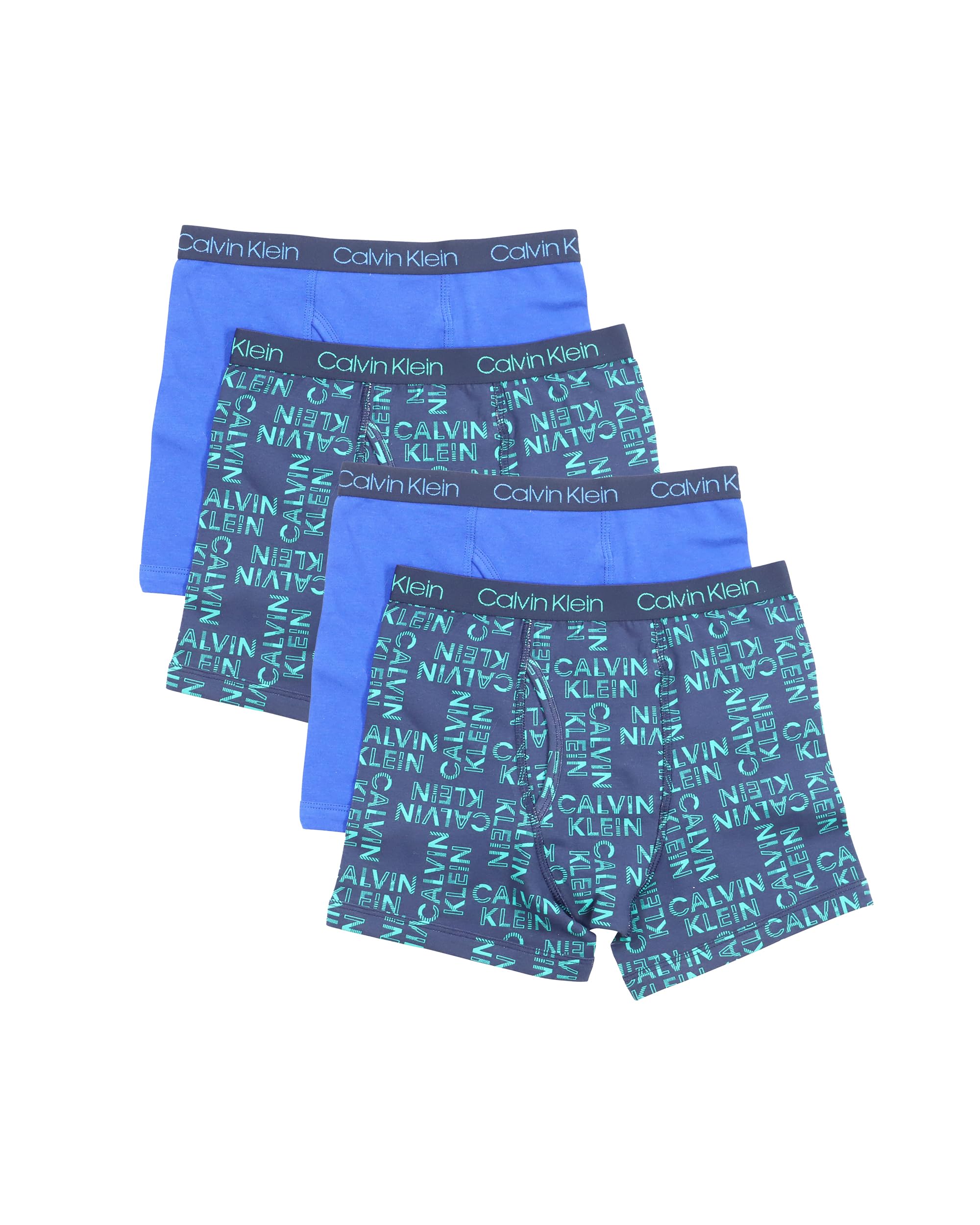 Calvin Klein Boys Modern Cotton Boxer Brief Underwear 4-Pack, CK Blue/Black Iris, Medium Image