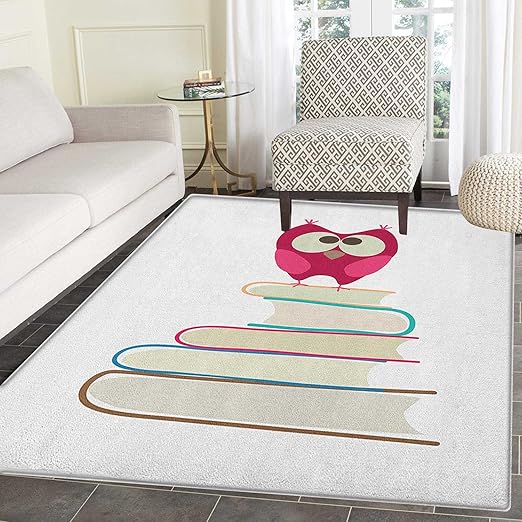Amazon Com Cartoon Area Rug Carpet Cute Owl Character Sitting On