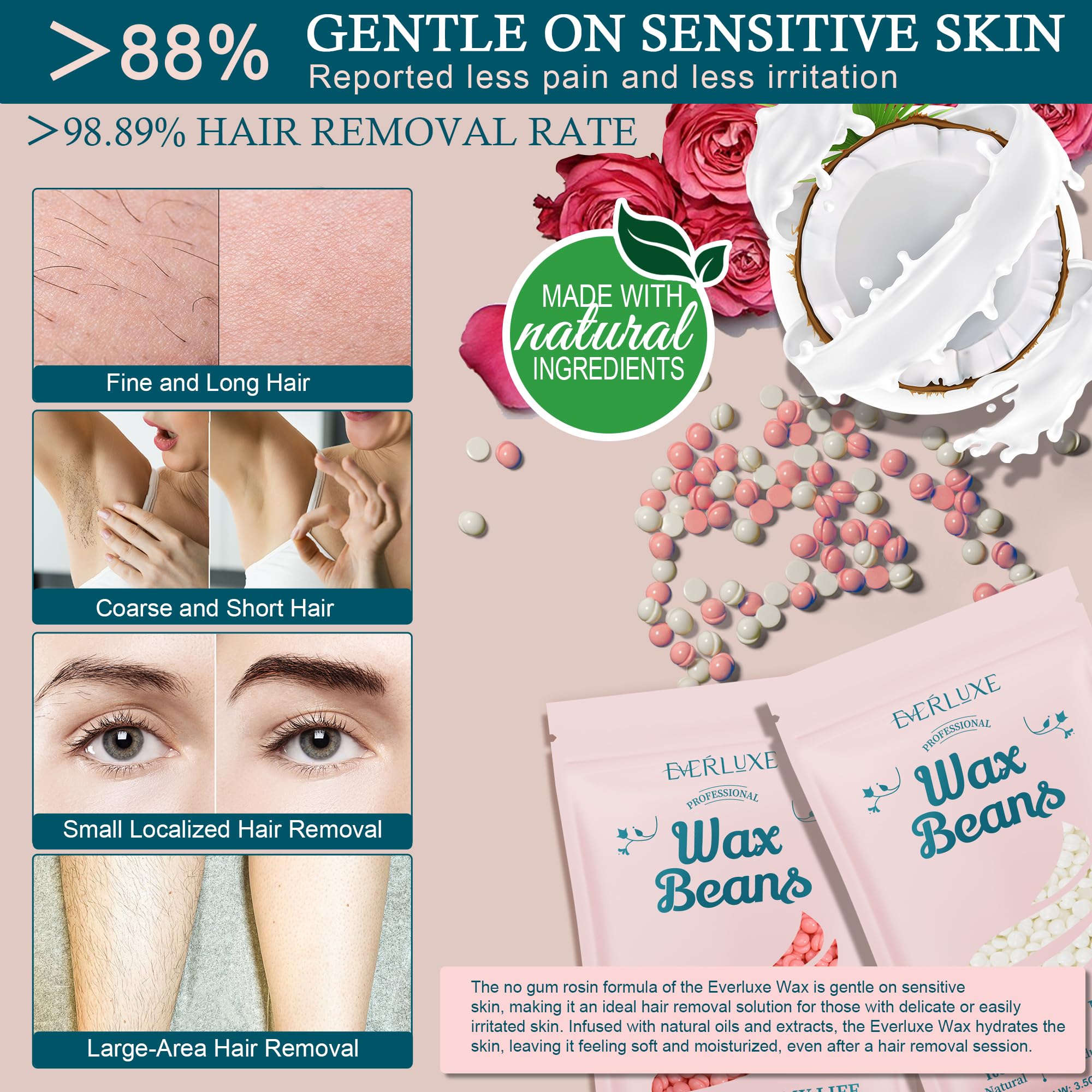 Waxing Kit for Women Hair Removal with Silicone Wax Warmer Liner, Digital Waxing Machine Hard Wax Kit for Full Body, Arms, Legs, Face, Bikini, Brazilian Wax Kit for Women Men Sensitive Skin