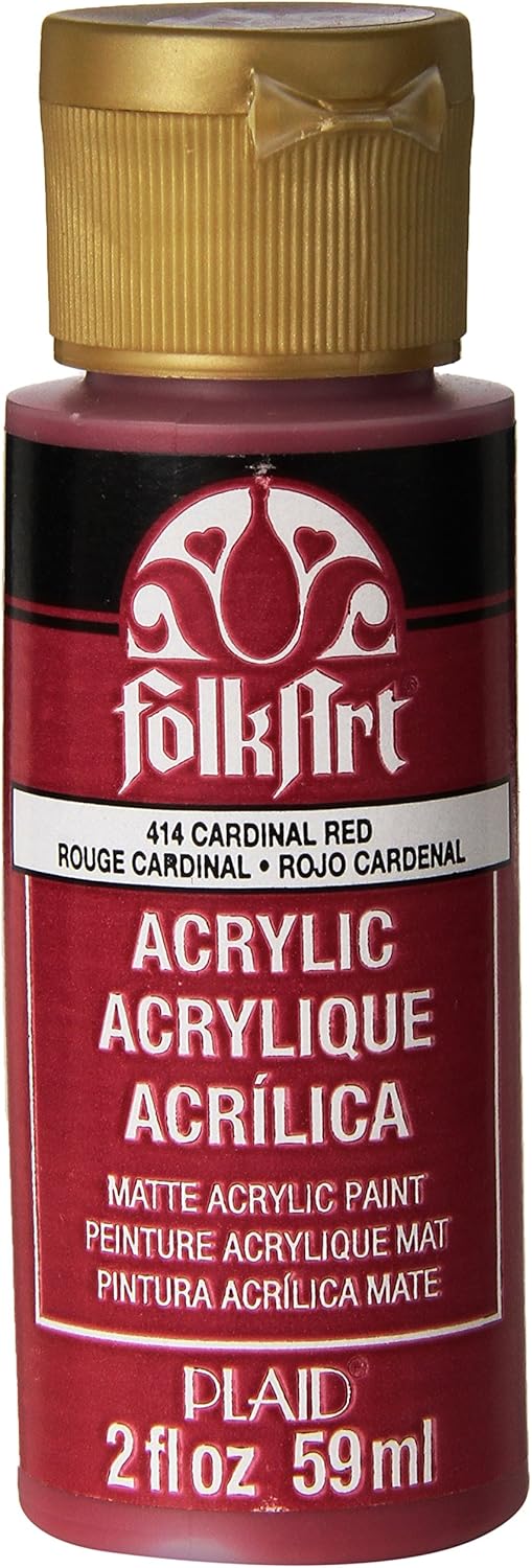 Folk Art K414 Acrylic Paint in Assorted Colors (2 Ounce), 414 Cardinal Red, 59 ml (Pack of 1)