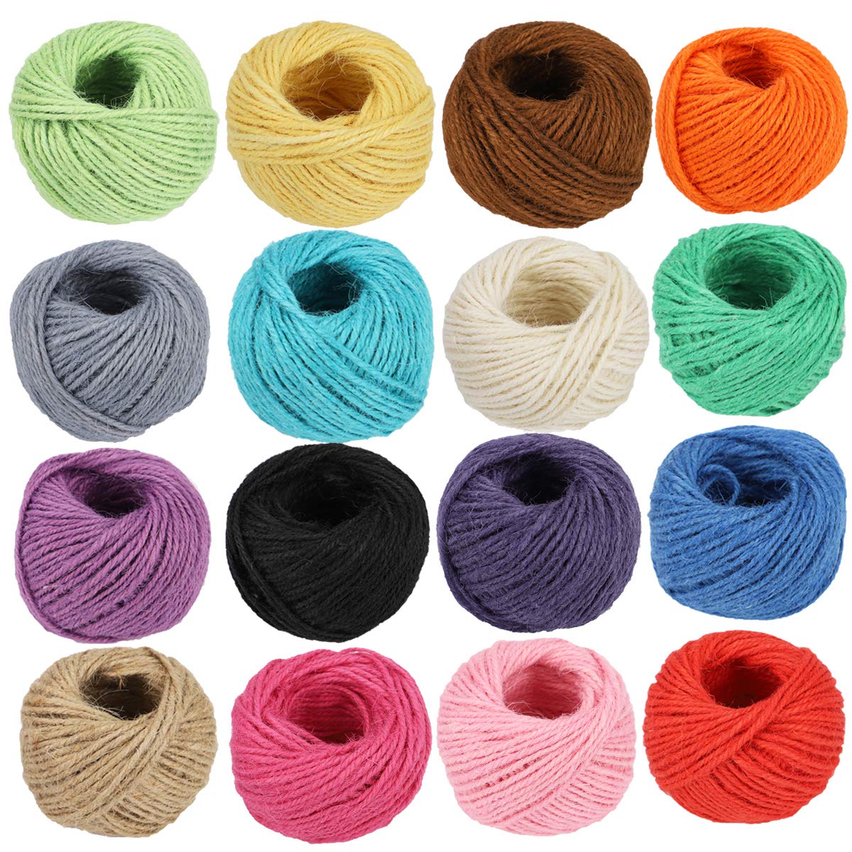 1312 Feet Jute Twine 82feet/Color 2mm Natural Jute Rope Strong Cord Thick String for DIY Craft Home Garden Deco (16colors)