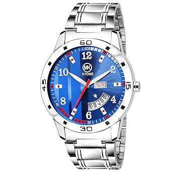 Analogue Blue Dial Day and Date Mens Watch