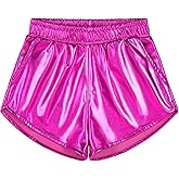 BOOPH Girls Metallic Shorts Kids Sparkly Dance Outfits Shiny Hot Pants Athletic Shorts for Girls