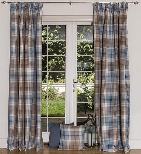 Mcalister Textiles Angus Luxury Tweed Tartan Curtains Pair