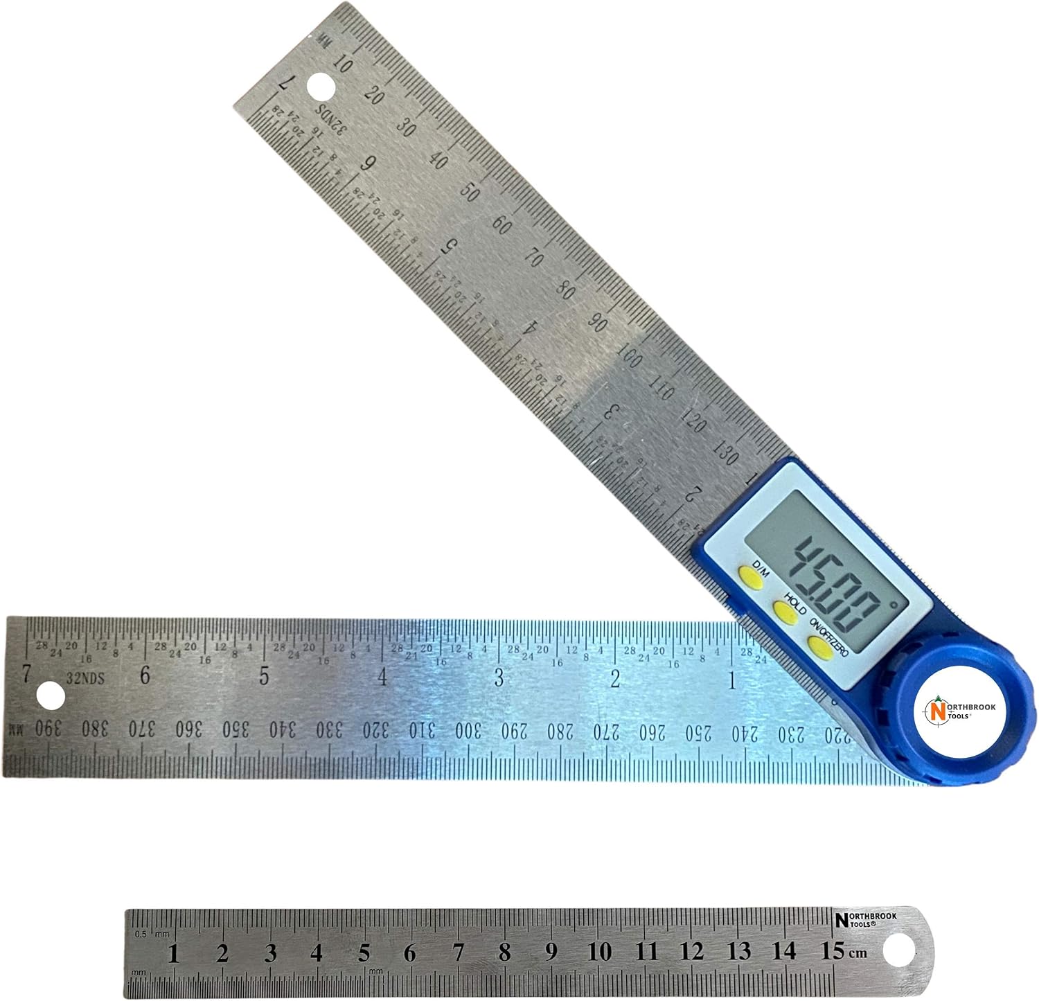 Angle Reader Ruler Digital Angle Finder Ruler from Northbrook Tools ® + Metal Ruler 15cm ...