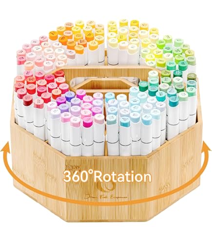 Organiseur Bureau Bambou Ohuhu - 32 Compartiments Pour 224 Marqueurs, Stylos, Crayons - 4