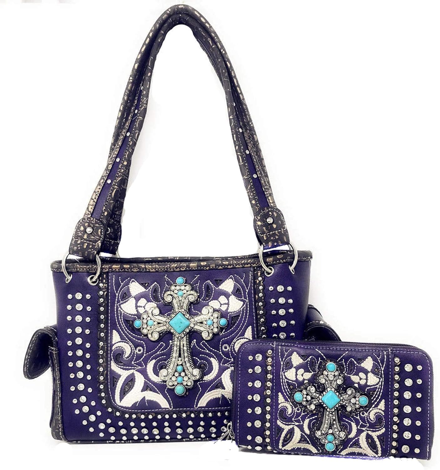 leather purse with turquoise stone