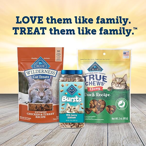 BLUE BUFFALO TRUE CHEWS NATURAL CHEWY CAT TREATS, MADE IN THE USA, DUCK RECIPE, 3-OZ RESEALABLE BAG