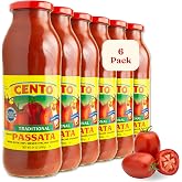 Cento Tomato Passata, 100% Italian Sieved Puree, 24 oz (Pack of 6) | Non-GMO &amp; Gluten-Free; Made in Italy; Smooth Sieved Puree for Pasta Sauce, Soup, Pizza and Salsa Recipes