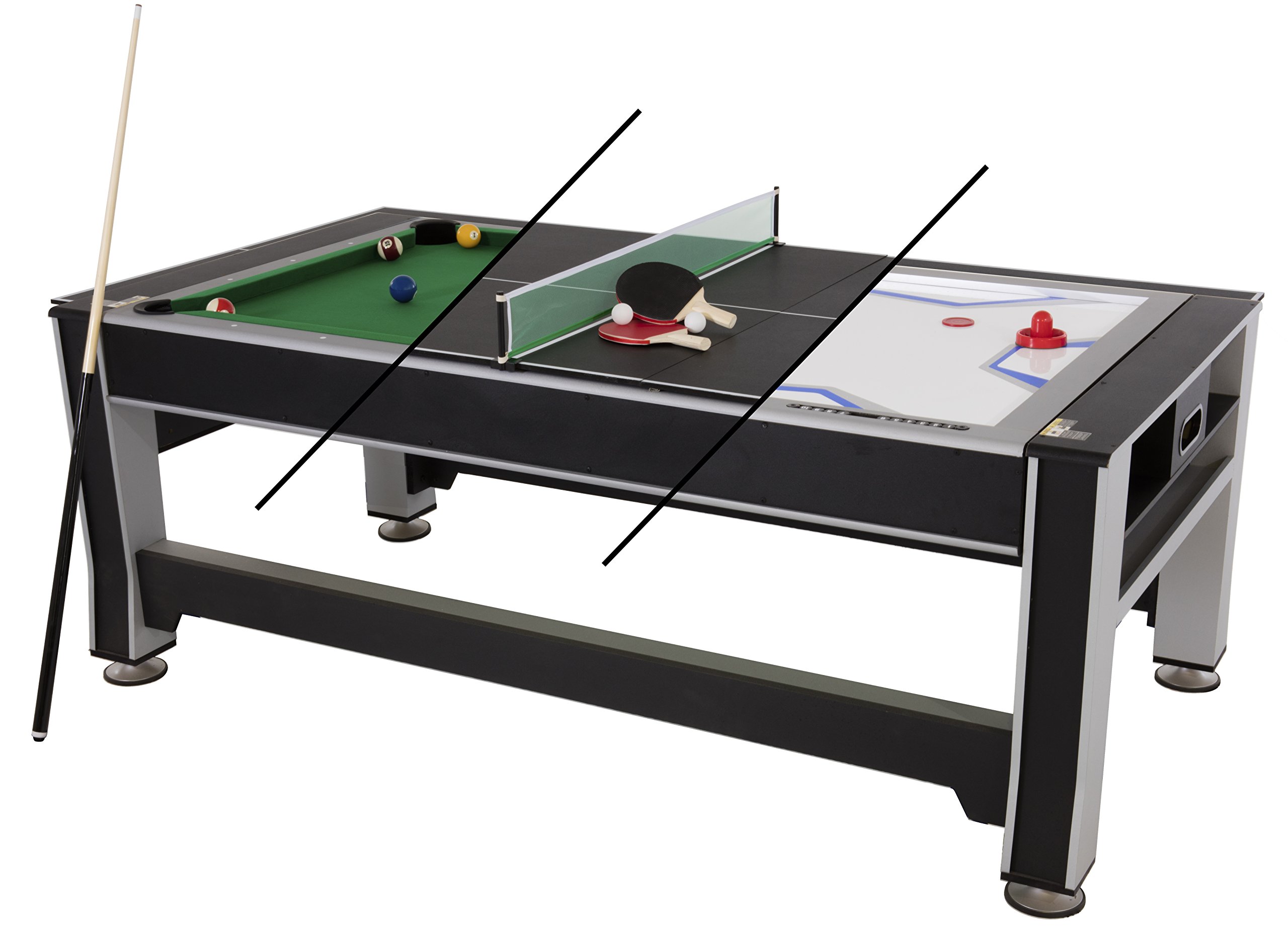 Photo 1 of ***PARTS ONLY/HEAVY USE***Triumph 3-in-1 Swivel Multi-Game Table – 84" Rotating Game Table with Air Hockey, Billiards & Table Tennis – Complete Accessory Set Included – Space-Saving Family Game Room Entertainment