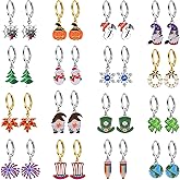 16 Pairs Hypoallergenic Holiday Small Hoop Dangle Earrings for Women Halloween Christmas Earrings for Girls Fall Thanksgiving Earring Teacher St. Patrick's Day 4th of July Earrings