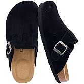 CUSHIONAIRE Hana Womens Clogs | Comfortable Vegan Suede Clogs for Women | Slip On Potato Shoes with Cork Footbed & Arch Support | Memory Foam, Wide Widths Available