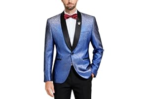 YND Men's Shiny Tuxedo Jacket, Sequin Slim Fit Blazer, One-Button Shawl Lapel Suit for Party, Prom, Wedding, Dinner