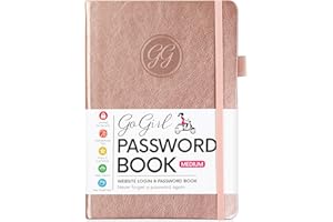GoGirl Password Book with Alphabetical tabs – Internet Address & Password Keeper Logbook for Password Organization, Journal Notebook for Saving Website Logins. Medium Size 5.3″ x 7.7″, Rose Gold