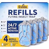 Evola 4 Pack Flying Insect Trap Refills - Compatible with Zevo Flying Insect Trap M364, M364A &amp; MAX Bases - Fruit Fly, Gnat, Bug &amp; Mosquito Catcher Replacement Cartridges