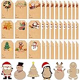 180Pcs Christmas Gift Tags Stickers, Christmas Name Gift Labels Stickers, Natural Brown Kraft Paper Stickers Self-Adhesive Christmas Sticky Labels for Present Cards