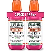 TheraBreath Anticavity Fluoride Oral Rinse Mouthwash, Fights Cavities, Strengthens Enamel and Freshens Breath, Dentist-Formulated, Alcohol-Free, Sparkle Mint Flavor, 16 fl oz, Pack of 2