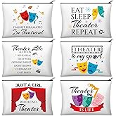 Reginary 6 Pcs Theatre Makeup Bags Musical Theater Gifts for Women Theatre Zipper Cosmetic Bag Broadway Gifts for Drama Theater Actors and Lovers