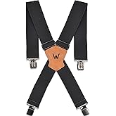 WELKINLAND Elastic Suspenders for Men - Heavy Duty Work Suspenders with Clips