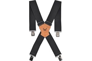 WELKINLAND Elastic Suspenders for Men - Heavy Duty Work Suspenders with Clips