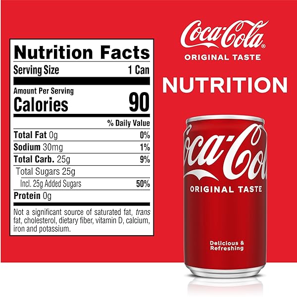 COCA-COLA SODA SOFT DRINKS, 7.5 FL OZ, 6 PACK – CLASSIC COLA SOFT DRINK, MINI SODA CANS