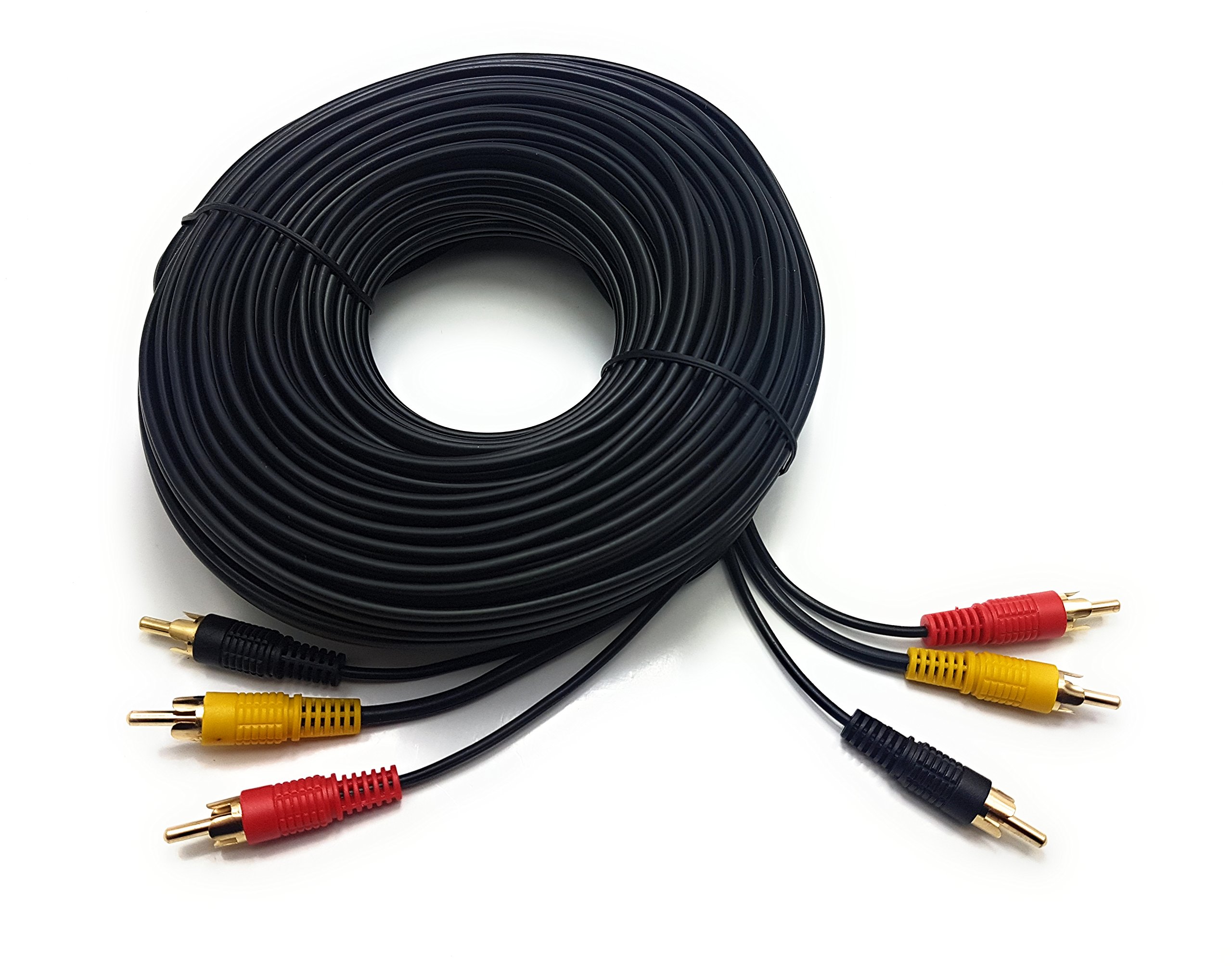 MainCore 15m Long 3 x Phono Male To 3 x Phono Male Cable Audio Composite Video RCA Lead (Available in 0.15m, 0.25m, 0.50m, 1m, 2m, 3m, 5m, 7m, 10m, 15m, 20m, 25m) (15m)