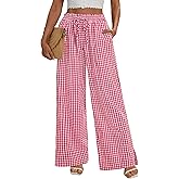 Rapbin Wide Leg Pants Woman Palazzo Pants High Waisted Drawstring Spring Summer Casual Flowy Trousers with Pockets