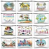 Reginary 12 Pcs City Souvenir Gifts Texas State Gifts Chicago City Souvenirs California Makeup Bag Paris San Francisco Alaska Zippered Cosmetic Bag for Women Traveler Souvenirs(Florida)
