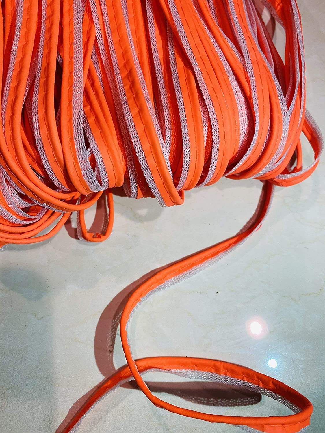 Cord-Edge -Piping Trim Navy Blue Satin -Lip Cord for Clothing Pillows, Lamps, Draperies 10 Yards (Neon Orange)