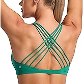 CRZ YOGA Naked Feeling Strappy Sports Bras for Women - Criss Cross Back Wireless Padded Cami Yoga Workout Top