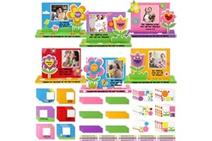 Dunzoom 24 Set Mother's Day Religious Picture Frame Craft Kit 3D Flower Felt Photo Frames Happy Mother's Day Craft Kit for Kids DIY Project Sunday School Classroom Activity