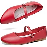 ALTOCIS Mary Jane PU-Leather Shoes for Women Round Toe Dress Ballet Flats Ladies Casual Office Dress Shoes for Work