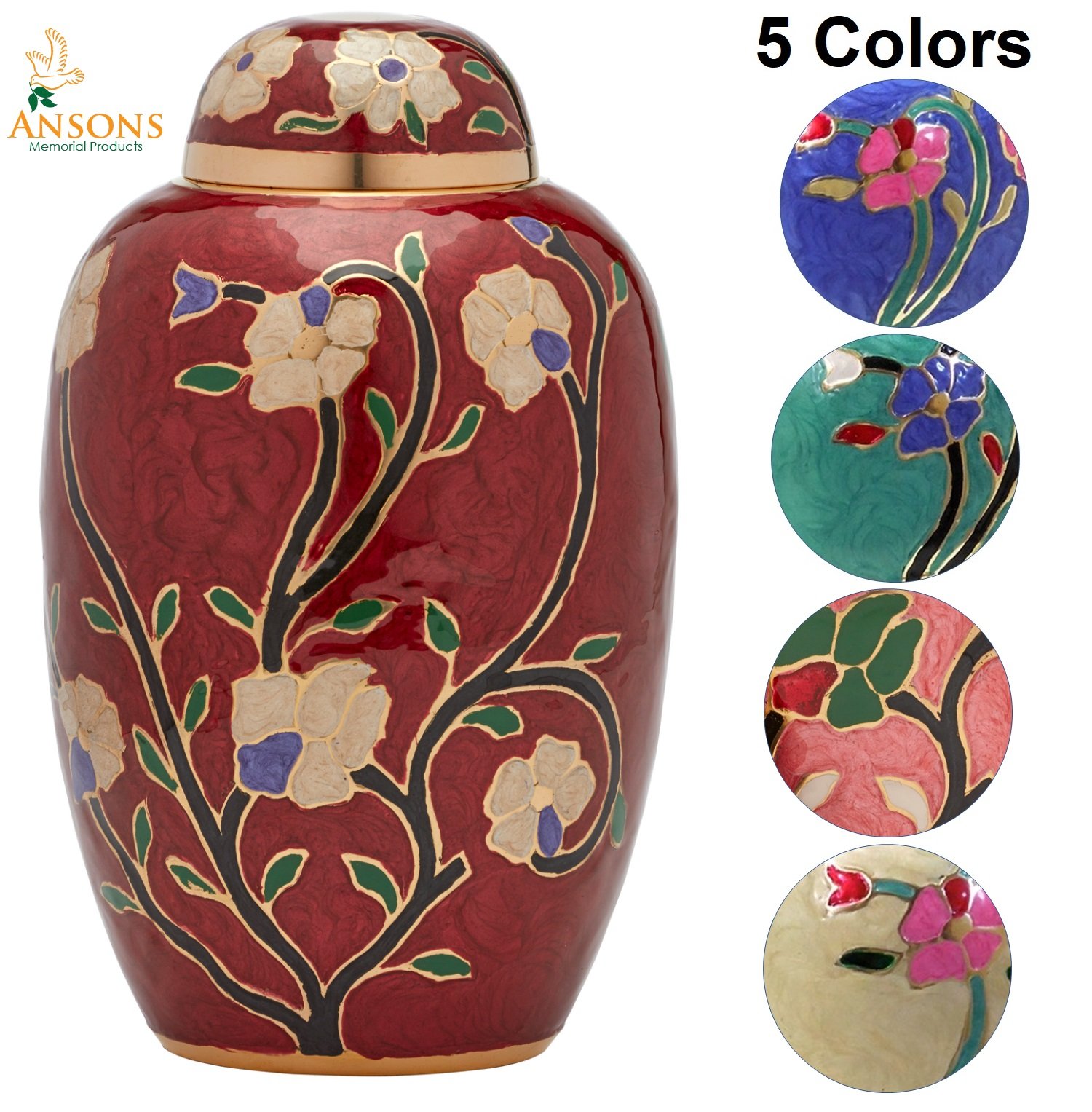 Buy Ansons Urns Cremation Urn Flower Funeral Urn for Human Ashes