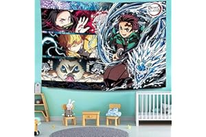 CharmingElf Demon Slayer Tapestry Poster, Anime Wall Boutique Hanging Vintage for Room Dorm Home Decor (60 x 51 in)