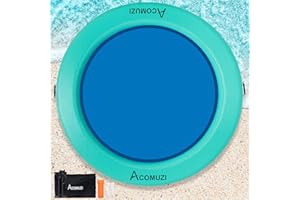 ACOMUZI 8FT Water Hammock Inflatable Floating Dock, Round Floating Ring Lake Floats for Adults, Heavy Duty Pool Float Raft for Ocean and Lake