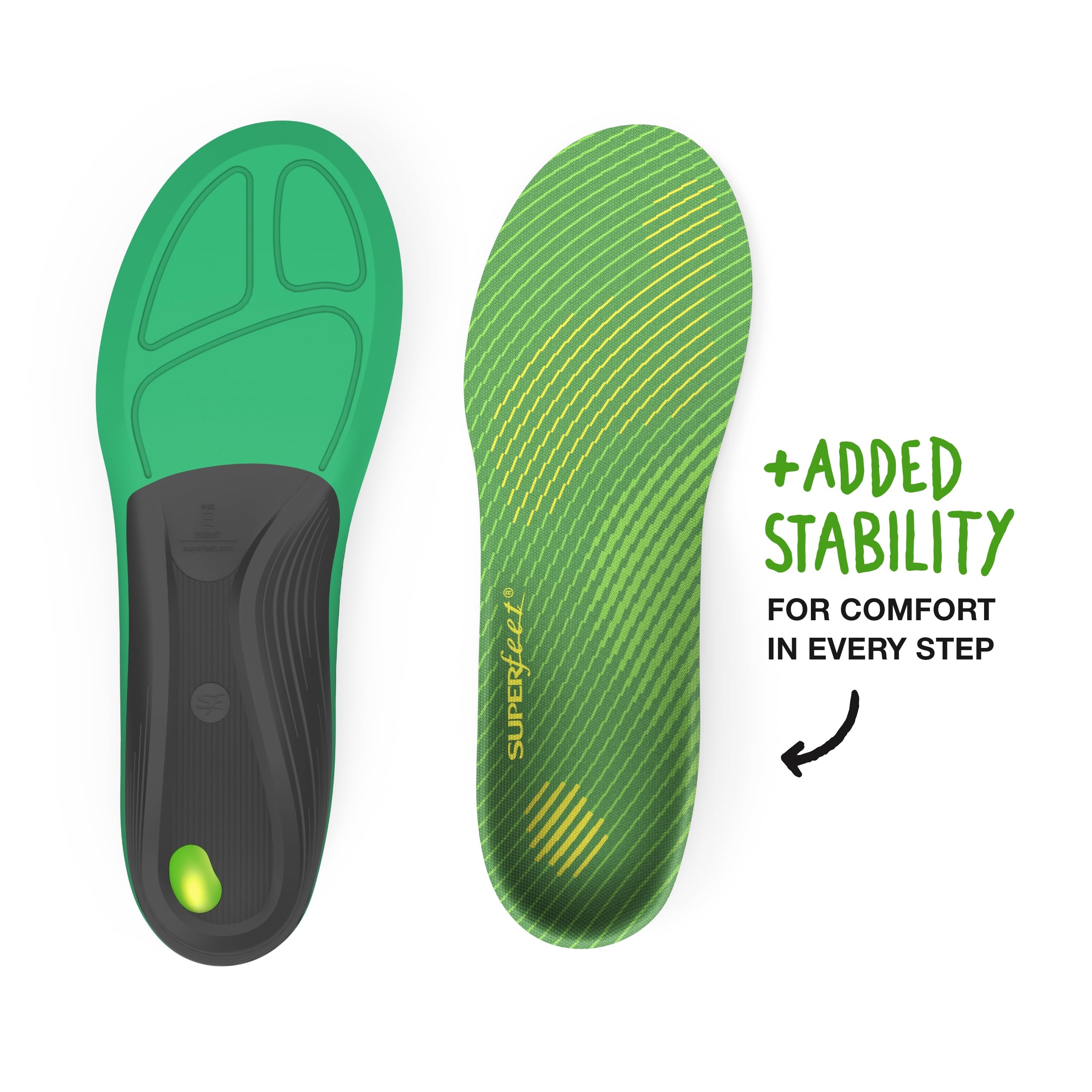 Superfeet Run Support High Arch Insoles - High Arch Support - Trim-to-Fit Carbon Fiber Orthotic Shoe Inserts for Running Shoes - Professional Grade - 7.5-9 Men / 8.5-10 Women