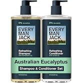 Every Man Jack Men's Shampoo &amp; Conditioner Set, Australian Eucalyptus, 2pk | Sulfate-Free Refreshing Hair Care, Made with Naturally Derived Ingredients Peppermint &amp; Jojoba Oil, Deep Cleanse &amp; Condition