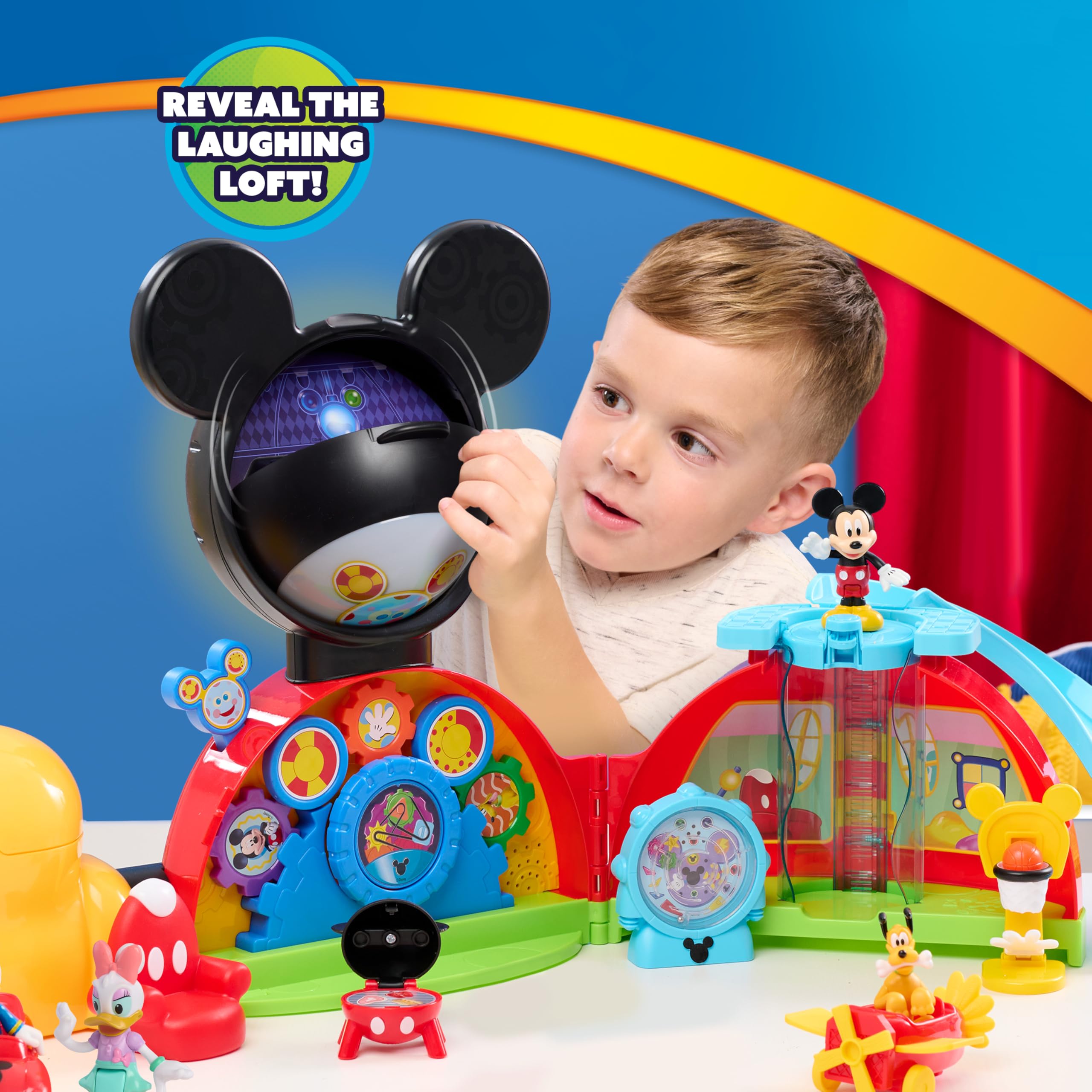 Disney Jr. Mickey Mouse Clubhouse Deluxe 28-inch Playset with 2 Exclusive Bonus Figures and Lights & Sounds, 18-Pieces, 3-inch Articulated Figurine Toys, Ages 3 and Up by Just Play
