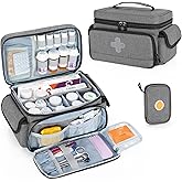 CURMIO Medicine Storage Bag Empty, Lockable Pill Bottle Organizer with Portable Zippered Pouches for First Aid Kits, Medicine Box for Home and Travel, Gray (Patent Pending)