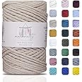 Makromecity, Single Strand Macrame Cord 3 mm x 100 Yards (300 feet) 3mm Single Strand Latte Cotton Cord for Macrame Art & Crafts for Wall Hangings Recycled Cotton Cord Yarn DIY (Latte, 1 Skein)