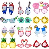 JOYIN 12 Pcs Hawaiian Luau Party Sunglasses, Summer Pool Party Decorations, Tropical Glasses for Girls Hawaiian Outfit, Cool Party Favors & Theme Supplies