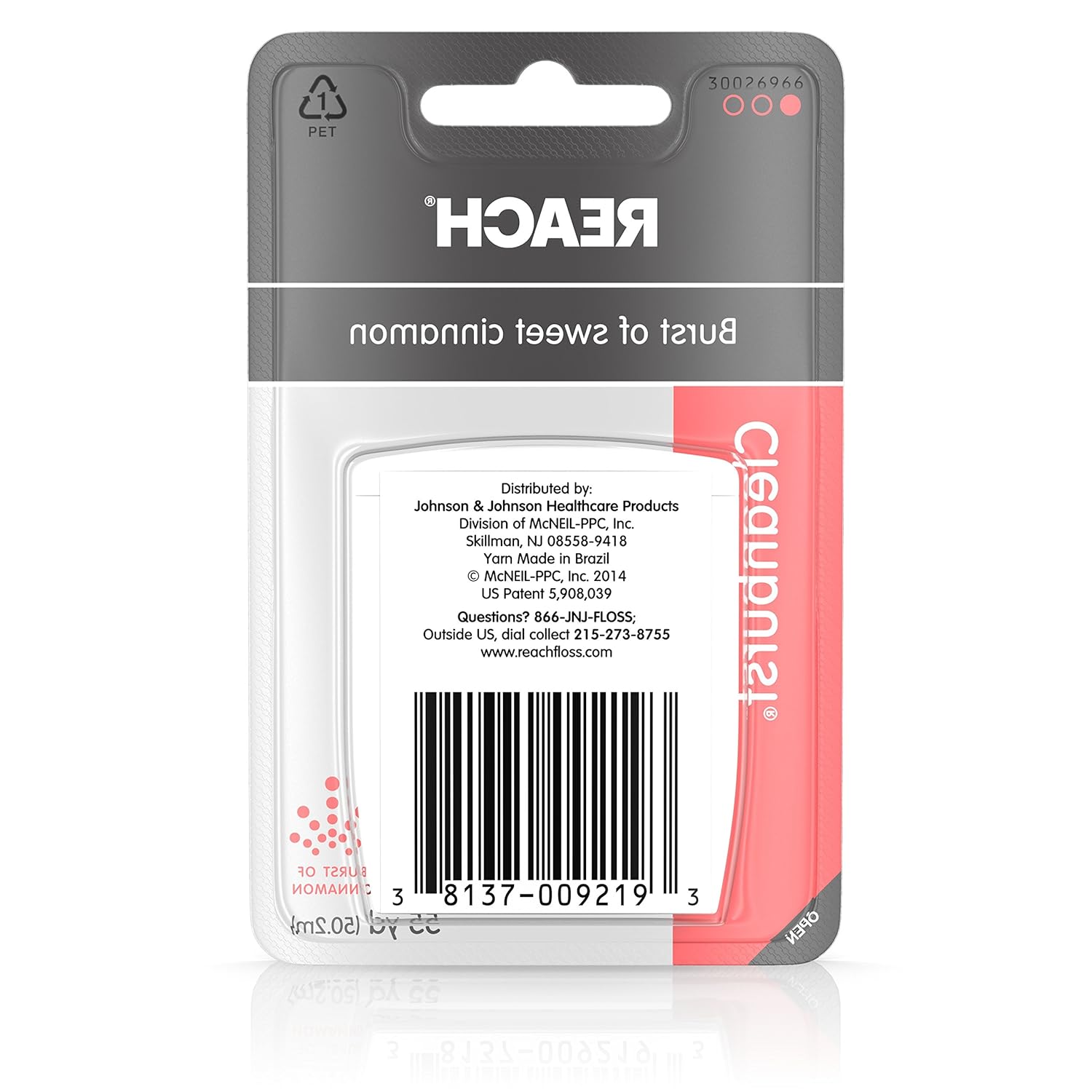 Reach Cleanburst Waxed Dental Floss, Oral Care, Cinnamon Flavored, 55 Yards (Pack of 6) : Beauty