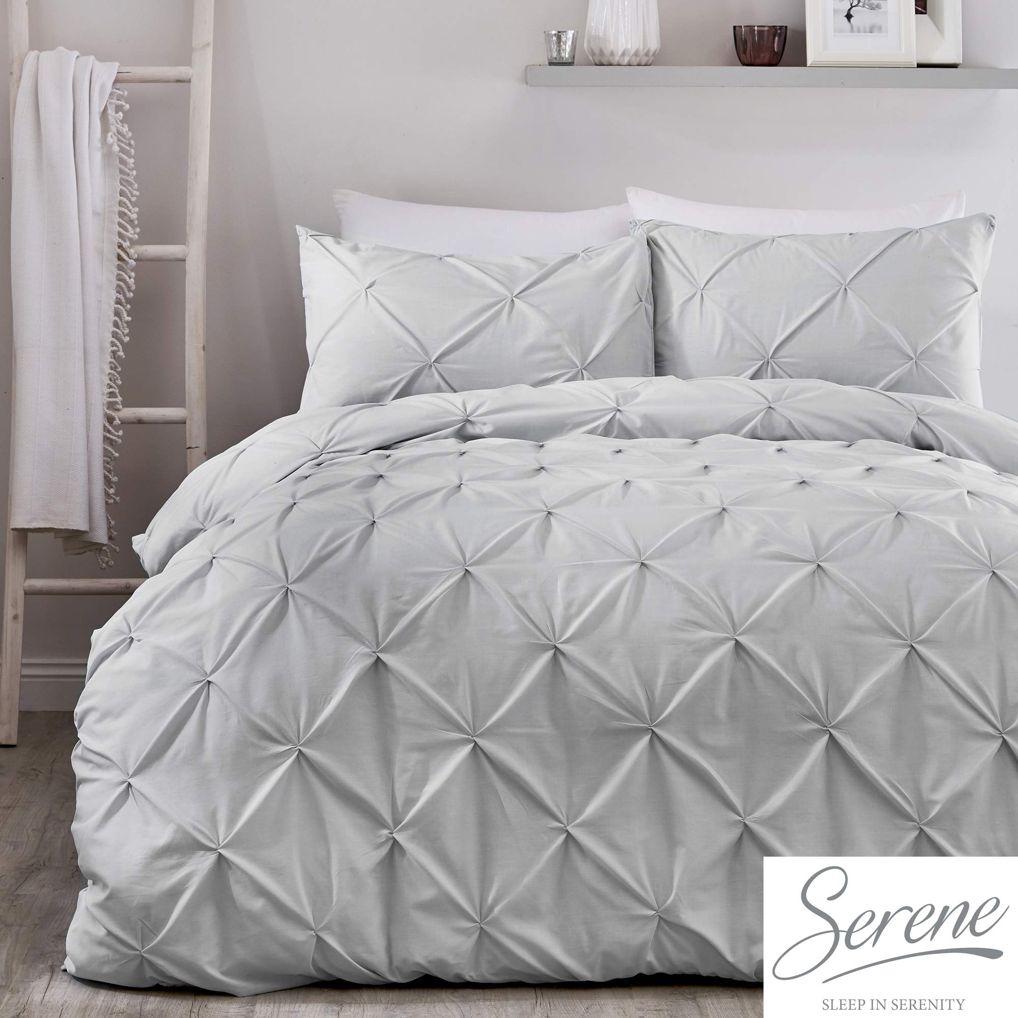Serene Lara Ruched Easy Care Duvet Cover Set, Silver, Double