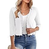 GoMamee Women's 3/4 Sleeve Cropped Cardigan Open Front Bolero Shrugs Sweater S-XL