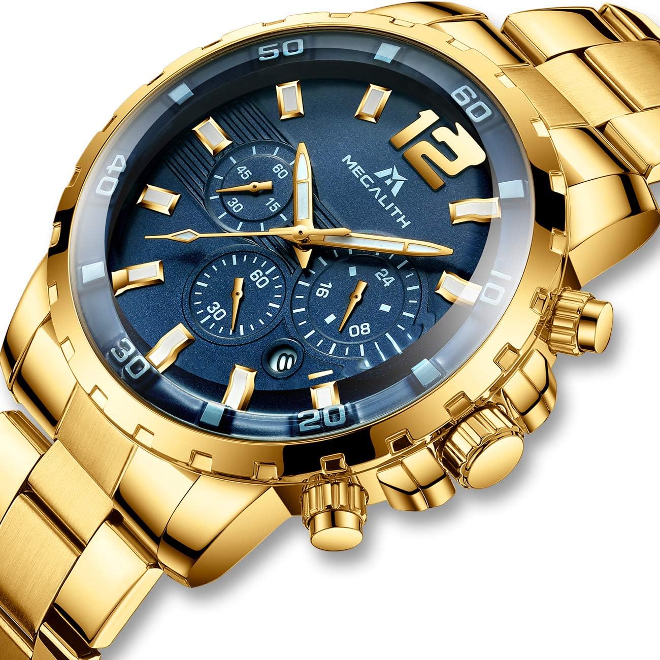 Mens Watches Men Gold Designer Waterproof Chronograph Luminous